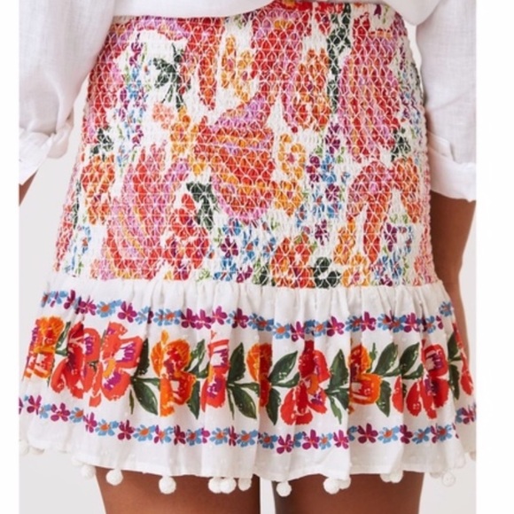 Farm Rio spring bananas Pom Pom Mini Skirt medium - Picture 2 of 14